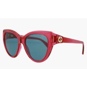 Gucci 56mm Cat Eye Sunglasses Red with blue lenses